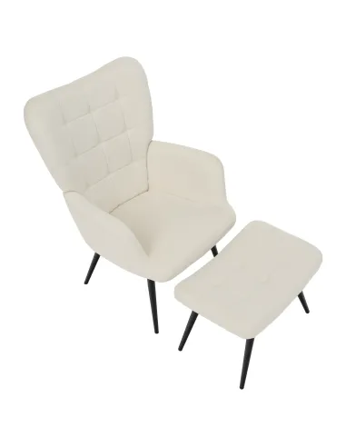 Fotoliu HABEN living, 70x78x97 cm, Velvet alb/negru | MobilaOK