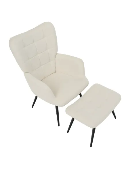 Fotoliu HABEN living, 70x78x97 cm, Velvet alb/negru | MobilaOK