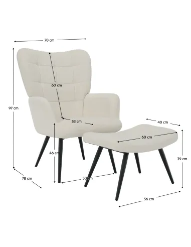 Fotoliu HABEN living, 70x78x97 cm, Velvet alb/negru | MobilaOK