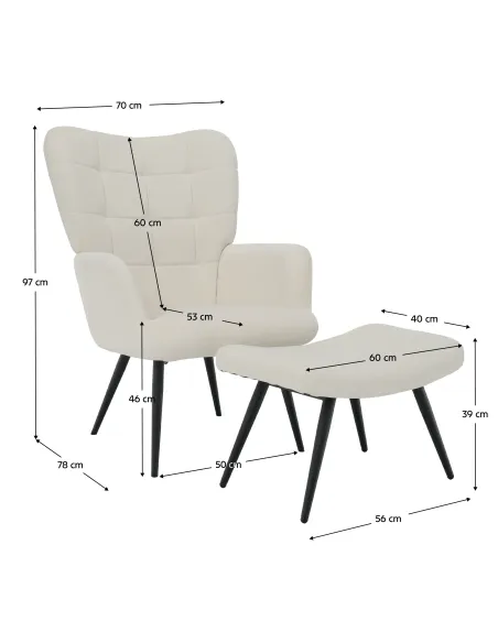 Fotoliu HABEN living, 70x78x97 cm, Velvet alb/negru | MobilaOK