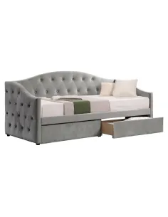 Pat, ZASKA, dormitor, 90x200 cm, PAL și MDF, ţesătură Velvet gri | MobilaOK