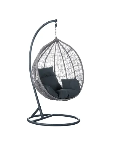 Fotoliu NOLEO, living/balcon, 107x68x121 cm, Ratan tehnic, Oțel | MobilaOK
