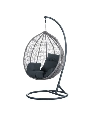 Fotoliu NOLEO, living/balcon, 107x68x121 cm, Ratan tehnic, Oțel | MobilaOK