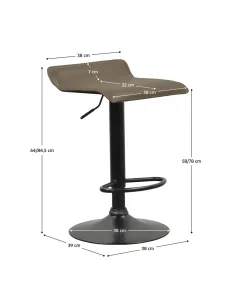 Scaun de bar BAILI, bucătărie/bar, 38x39x64-84.5 cm, Piele ecologică | MobilaOK 2