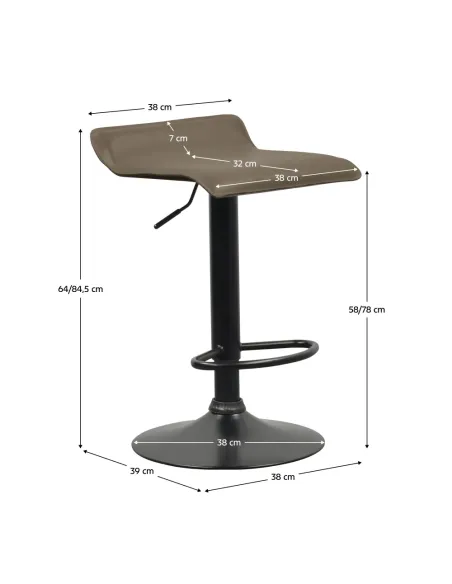 Scaun de bar BAILI, bucătărie/bar, 38x39x64-84.5 cm, Piele ecologică | MobilaOK