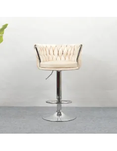 Scaun de bar BRIN, living/bucătărie/bar, 53x50x80/102 cm, Velvet bej/crom | MobilaOK 2