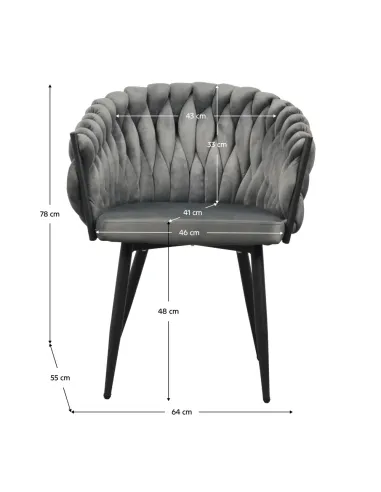 Scaun Bucătărie BLER, 64x55x78 cm, Velvet Metal Cadru Metalic | MobilaOK