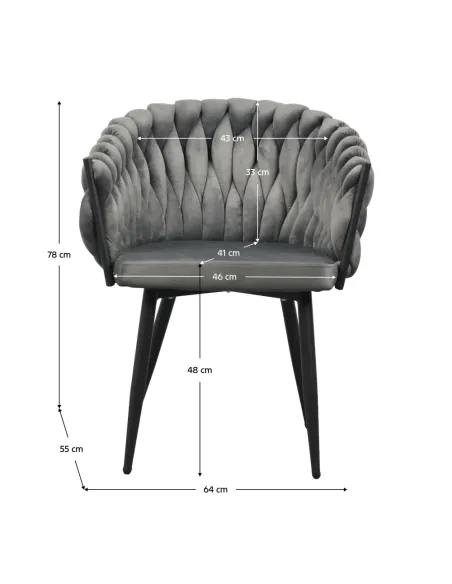 Scaun Bucătărie BLER, 64x55x78 cm, Velvet Metal Cadru Metalic | MobilaOK