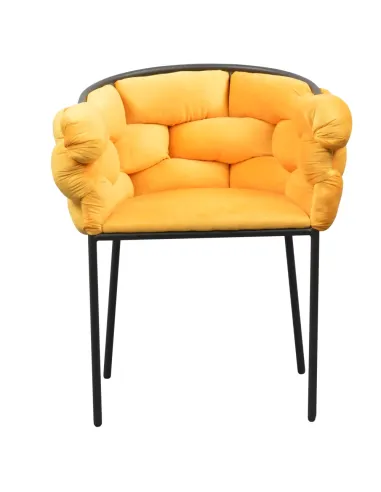 Fotoliu DOROTA pentru living, 63x51x75 cm, Velvet galben și metal | MobilaOK