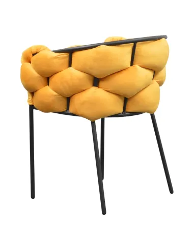 Fotoliu DOROTA pentru living, 63x51x75 cm, Velvet galben și metal | MobilaOK