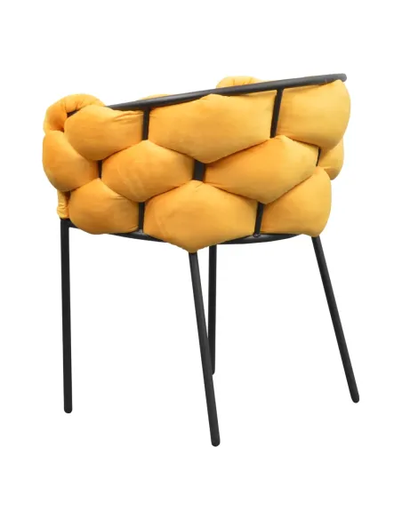 Fotoliu DOROTA pentru living, 63x51x75 cm, Velvet galben și metal | MobilaOK