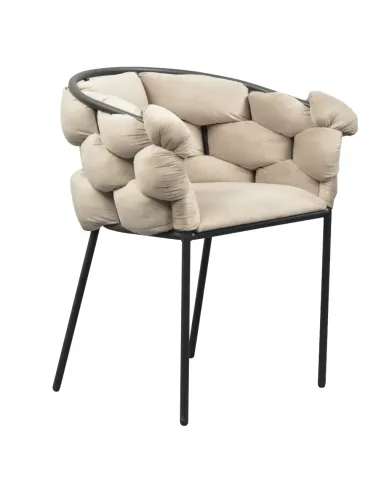 Fotoliu DOROTA pentru living, 63x51x75 cm, Velvet gri-maro/negru | MobilaOK