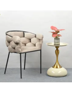 Fotoliu DOROTA pentru living, 63x51x75 cm, Velvet gri-maro/negru | MobilaOK 2