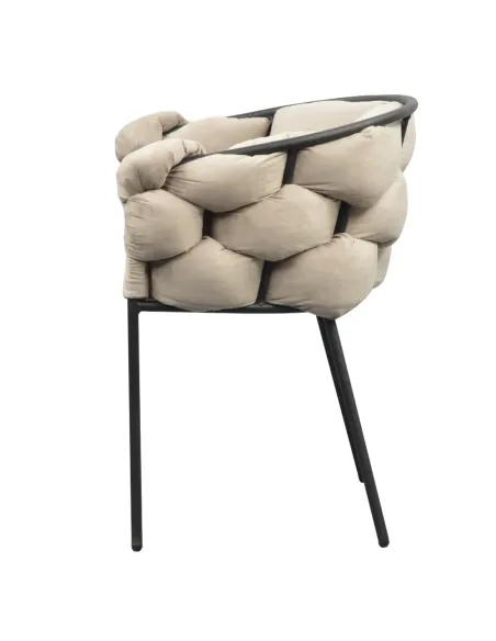Fotoliu DOROTA pentru living, 63x51x75 cm, Velvet gri-maro/negru | MobilaOK