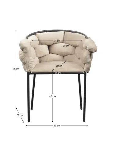 Fotoliu DOROTA pentru living, 63x51x75 cm, Velvet gri-maro/negru | MobilaOK