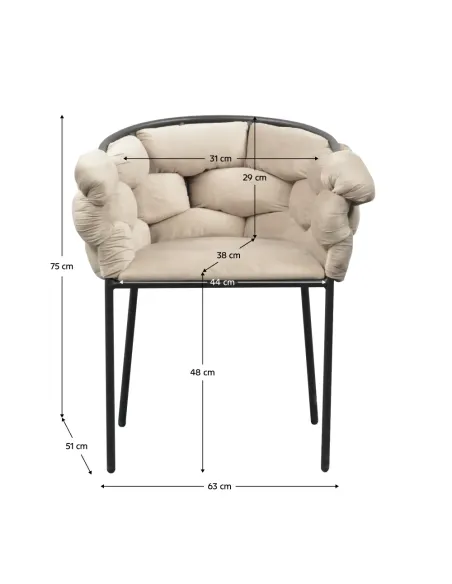 Fotoliu DOROTA pentru living, 63x51x75 cm, Velvet gri-maro/negru | MobilaOK