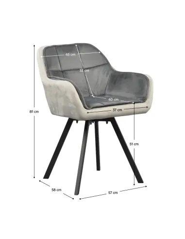 Fotoliu FLER, sufragerie, 57x58x81 cm, Velvet, metal | MobilaOK