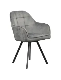 Fotoliu SAMANTA pentru living, 57x59x88 cm, Velvet gri închis/Metal | MobilaOK