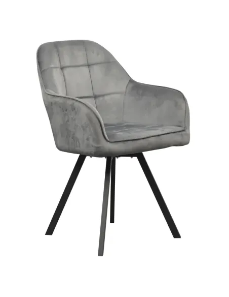 Fotoliu SAMANTA pentru living, 57x59x88 cm, Velvet gri închis/Metal | MobilaOK