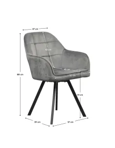 Fotoliu SAMANTA pentru living, 57x59x88 cm, Velvet gri închis/Metal | MobilaOK 2
