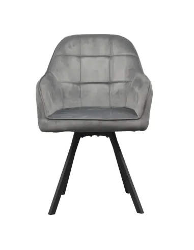 Fotoliu SAMANTA pentru living, 57x59x88 cm, Velvet gri închis/Metal | MobilaOK