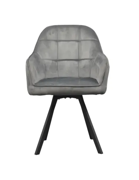 Fotoliu SAMANTA pentru living, 57x59x88 cm, Velvet gri închis/Metal | MobilaOK