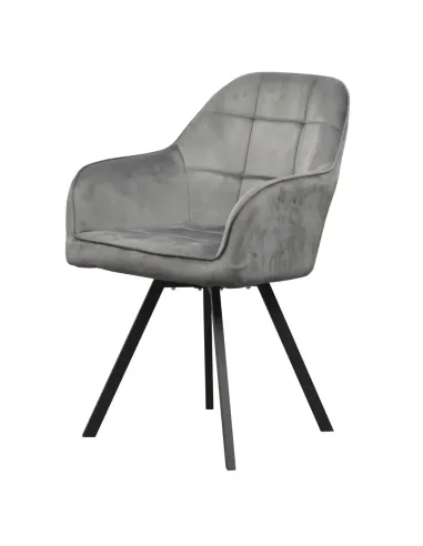 Fotoliu SAMANTA pentru living, 57x59x88 cm, Velvet gri închis/Metal | MobilaOK