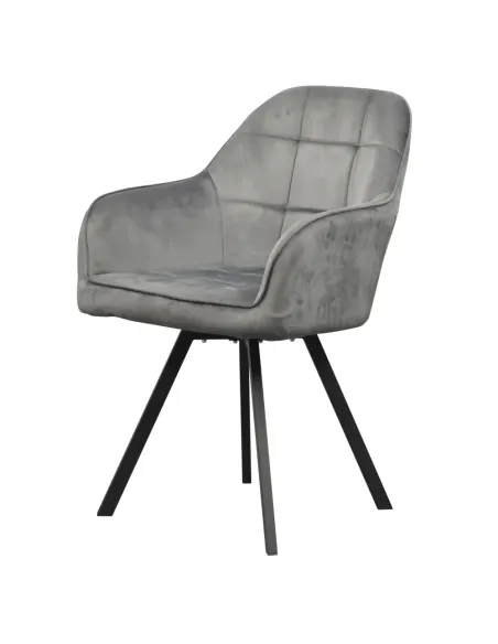Fotoliu SAMANTA pentru living, 57x59x88 cm, Velvet gri închis/Metal | MobilaOK