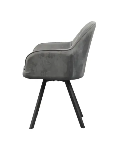 Fotoliu SAMANTA pentru living, 57x59x88 cm, Velvet gri închis/Metal | MobilaOK
