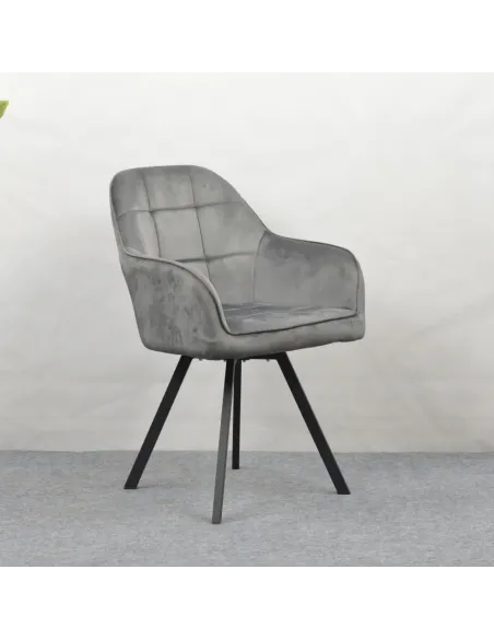 Fotoliu SAMANTA pentru living, 57x59x88 cm, Velvet gri închis/Metal | MobilaOK