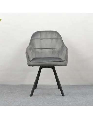 Fotoliu SAMANTA pentru living, 57x59x88 cm, Velvet gri închis/Metal | MobilaOK