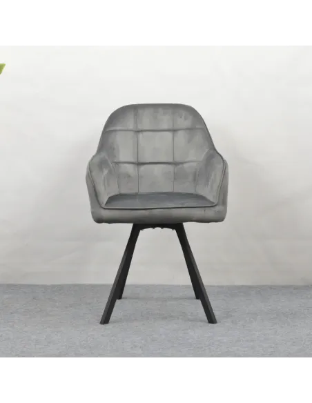 Fotoliu SAMANTA pentru living, 57x59x88 cm, Velvet gri închis/Metal | MobilaOK