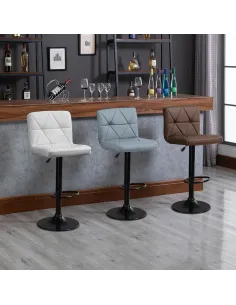 Scaun de bar, piele ecologică maro/negru, SELEST | MobilaOK 2