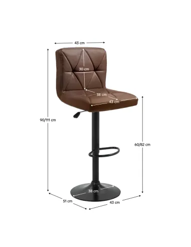 Scaun de bar, piele ecologică maro/negru, SELEST | MobilaOK