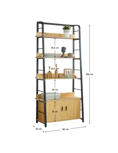 Raft, CHARITON, hol/dormitor/birou, 80x35x180 cm, MDF înfoliat/Metal | MobilaOK