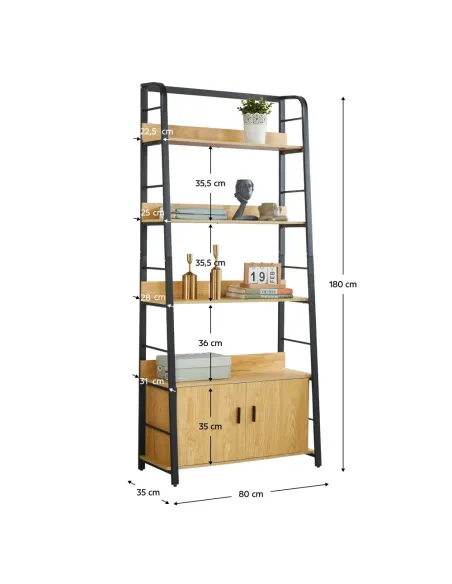 Raft, CHARITON, hol/dormitor/birou, 80x35x180 cm, MDF înfoliat/Metal | MobilaOK