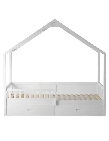 Pat Montessori, BIANKA, dormitor copii, 90x200 cm, pin masiv alb | MobilaOK