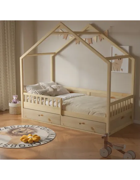 Pat Montessori BIANKA, dormitor copii, 90x200, pin masiv natural | MobilaOK
