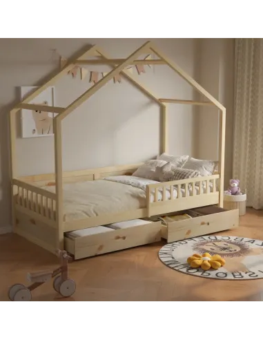 Pat Montessori BIANKA, dormitor copii, 90x200, pin masiv natural | MobilaOK