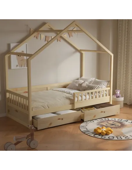 Pat Montessori BIANKA, dormitor copii, 90x200, pin masiv natural | MobilaOK