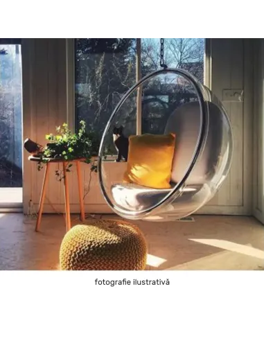 Scaun suspendat BUBBLE NEW, interior/exterior, 106x62x106 cm, oțel/acrilic/țesătură | MobilaOK