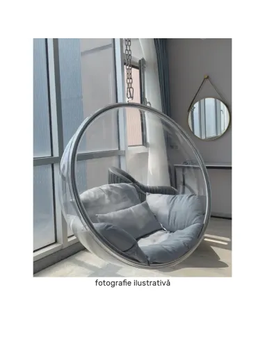 Scaun suspendat BUBBLE NEW, interior/exterior, 106x62x106 cm, oțel/acrilic/țesătură | MobilaOK