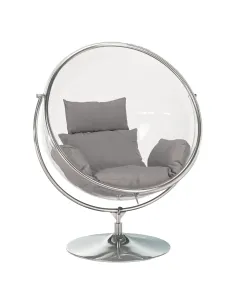 Scaun suspendat BUBBLE NEW TIP 2, living/terasă, 106x68x133 cm, oțel/acrilic/țesătură | MobilaOK