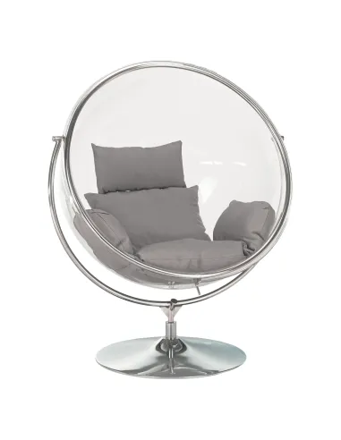 Scaun suspendat BUBBLE NEW TIP 2, living/terasă, 106x68x133 cm, oțel/acrilic/țesătură | MobilaOK