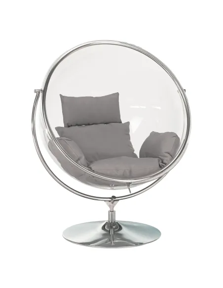 Scaun suspendat BUBBLE NEW TIP 2, living/terasă, 106x68x133 cm, oțel/acrilic/țesătură | MobilaOK