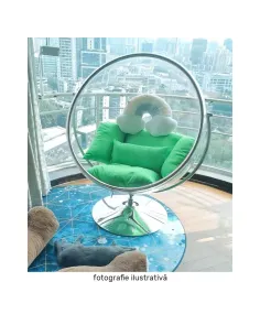Scaun suspendat BUBBLE NEW TIP 2, living/terasă, 106x68x133 cm, oțel/acrilic/țesătură | MobilaOK 2