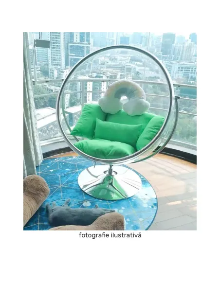 Scaun suspendat BUBBLE NEW TIP 2, living/terasă, 106x68x133 cm, oțel/acrilic/țesătură | MobilaOK