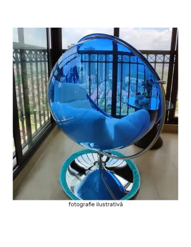 Scaun suspendat BUBBLE NEW TIP 2, living/terasă, 106x68x133 cm, oțel/acrilic/țesătură | MobilaOK