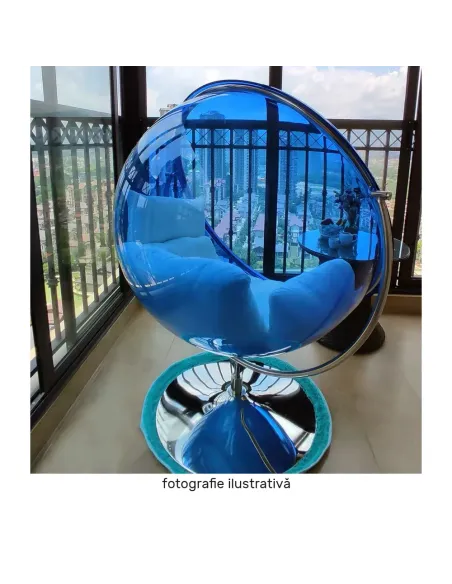 Scaun suspendat BUBBLE NEW TIP 2, living/terasă, 106x68x133 cm, oțel/acrilic/țesătură | MobilaOK