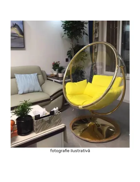 Scaun suspendat BUBBLE NEW TIP 2, living/terasă, 106x68x133 cm, oțel/acrilic/țesătură | MobilaOK
